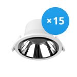 Flerpack 15x Noxion LED Downlight Apollo 20W 2300lm 60D - 830 Varm Vit | 220mm - Utskärning   200mm - Alu Reflektor - UGR <19