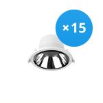 Flerpack 15x Noxion LED Downlight Apollo 9W 1100lm 60D - 840 Kallvit | 145mm - Utskärning   120mm - Alu Reflektor - UGR <19