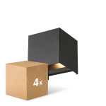 Flerpack 4x D'Lite Vägglampa Elingen Svart Up & Down 4.9W 480lm - 830 Varm Vit | IP65