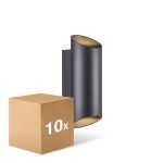 Flerpack 10x Nordlux Nico Vägglampa Aluminium Svart Up & Down | IP54 - Passande för 2x GU10