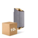 Flerpack 10x Nordlux Nico Vägglampa Aluminium Antracit Up & Down | IP54 - Passande för 2x GU10
