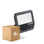 Flerpack 6x Ledvance LED Strålkastare Aluminium Svart 41W 5500lm 100D - 830 Varm Vit | IP66 - Symmetrisk