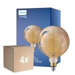 Flerpack 4x Philips Classic LED Globe E27 200mm Filament Guld 7W 470lm - 818 Extra Varm Vit | Dimbar - Ersättare 40W
