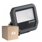 Flerpack 4x Ledvance LED Strålkastare Aluminium Svart 8W 1200lm 100D - 840 Kallvit | IP66 - Symmetrisk