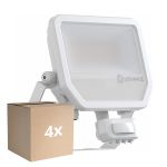 Flerpack 4x Ledvance LED Strålkastare Aluminium Vit 41W 6000lm 100D - 840 Kallvit | IP65 - Rörelse- Och Ljussensor - Symmetrisk