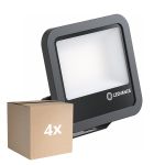 Flerpack 4x Ledvance LED Strålkastare Aluminium Svart 69W 10000lm 100D - 865 Dagsljus | IP66 - Symmetrisk