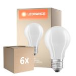 Flerpack 6x Osram Classic LED E27 Päron Filament Matt 11W 1521lm - 840 Kallvit | Dimbar - Ersättare 100W