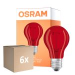 Flerpack 6x Osram LED Star Classic Decor E27 Päron Filament Matt 2.5W 45lm - Röd | Ersättare 7W
