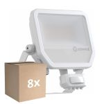 Flerpack 8x Ledvance LED Strålkastare Aluminium Vit 41W 5500lm 100D - 830 Varm Vit | IP65 - Rörelse- Och Ljussensor - Symmetrisk