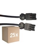 Flerpack 25x Noxion GST - Kompatibel Förlängningskabel Svart - Manlig + Kvinnlig - 2m - 3 pole 1,5mm2