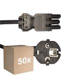 Flerpack 50x Noxion GST-Kompatibel Strömkabel - Kvinnlig + Schuko Europlug - Svart 5m - 3 pole 0.75mm2