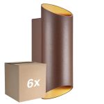 Flerpack 6x Nordlux Nico Vägglampa Aluminium Rostig Up & Down | IP54 - Passande för 2x GU10