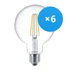 Flerpack 6x Philips Corepro LED Globe E27 Filament Klar 95mm 7W 806lm - 827 Extra Varm Vit | Ersättare 60W