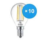 Flerpack 10x Philips Corepro LED Lustre E14 boll Filament Klar 4.3W 470lm - 827 Extra Varm Vit | Ersättare 40W