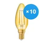 Flerpack 10x Ledvance Vintage 1906 LED E14 Kronljus Guld 1.5W 120lm - 824 Extra Varm Vit | Ersättare 15W