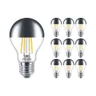 Flerpack 10x Philips Classic LED Lampa E27 Päron Mirror 7.2W 650lm 650lm - 827 Extra Varm Vit | Dimbar - Ersättare 60W
