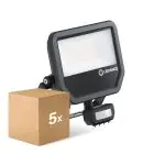 Flerpack 5x Ledvance LED Strålkastare Aluminium Svart 41W 6000lm 100D - 840 Kallvit | IP65 - Rörelse- Och Ljussensor - Symmetrisk