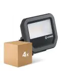 Flerpack 4x Ledvance LED Strålkastare Aluminium Svart 8W 1100lm 100D - 830 Varm Vit | IP66 - Symmetrisk