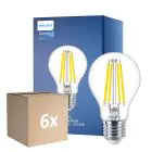 Flerpack 6x Philips MASTER Value LED Lampa E27 Päron Klar 7.8W 1055lm - 927 Extra Varm Vit | Bästa färgåtergivning - Dimbar - Ersättare 75W