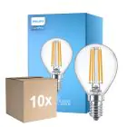 Flerpack 10x Philips Corepro LED Lustre E14 boll Filament Klar 6.5W 806lm - 827 Extra Varm Vit | Ersättare 60W