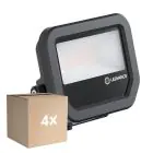 Flerpack 4x Ledvance LED Strålkastare Aluminium Svart 8W 1200lm 100D - 840 Kallvit | IP66 - Symmetrisk
