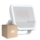 Flerpack 4x Ledvance LED Strålkastare Aluminium Vit 41W 5500lm 100D - 830 Varm Vit | IP66 - Symmetrisk