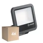 Flerpack 4x Ledvance LED Strålkastare Aluminium Svart 69W 10000lm 100D - 865 Dagsljus | IP66 - Symmetrisk