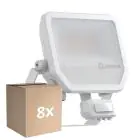 Flerpack 8x Ledvance LED Strålkastare Aluminium Vit 41W 5500lm 100D - 830 Varm Vit | IP65 - Rörelse- Och Ljussensor - Symmetrisk