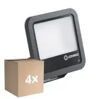 Flerpack 4x Ledvance LED Strålkastare Aluminium Svart 69W 10000lm 100D - 840 Kallvit | IP66 - Ljussensor - Symmetrisk