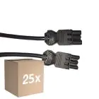 Flerpack 25x Noxion GST - Kompatibel Förlängningskabel Svart - Manlig + Kvinnlig - 1,5m - 3 pole 1,5mm2