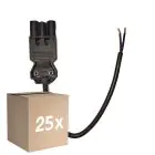 Flerpack 25x Noxion GST - Kompatibel Strömkabel Svart - Manlig + Öppna ändar - 0,3m - 2 pole 0,75mm2