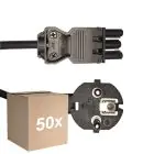 Flerpack 50x Noxion GST-Kompatibel Strömkabel - Kvinnlig + Schuko Europlug - Svart 1.5m - 3 pole 0.75mm2