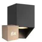 Flerpack 6x Nordlux Nico Vägglampa Fyrkant Aluminium Svart | Passande för 1x GU10