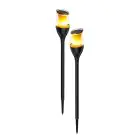 Dubbelpack 2x Interlight Spik Ljus Solar Trädgård Torch Svart 1W 40lm - 816 Extra Varm Vit | incl. Batteri