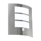 Eglo Vägglampa City Rostfritt Stål | IP44 - Passande för 1x E27 - Rörelsesensor