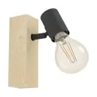 Eglo Vägglampa Townshend 3 Trä Stål Svart | IP20 - Passande för 1x E27